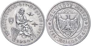 Münzen Weimar 3 Reichsmark, 1930, Walther ... 