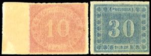 Prussia 10 Sgr. And 30 Sgr. Stamps for ... 