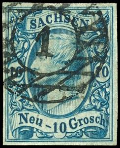 Sachsen 10 Neugroschen König Johann, blau, ... 