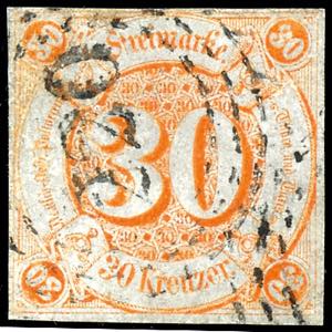 Thurn & Taxis 30 Kr. Orange, on all sides ... 