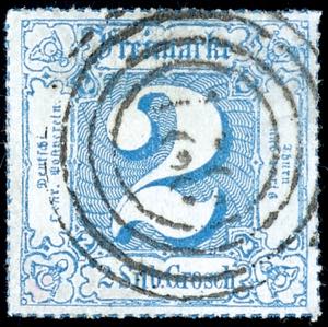 Thurn & Taxis 2 Sgr. Blue with nummeral ... 