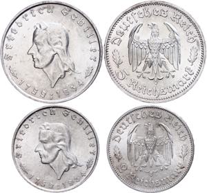 Münzen Drittes Reich 2 und 5 Reichsmark, ... 