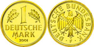 Münzen Bund ab 1946 1 DM, 2001, F, ... 