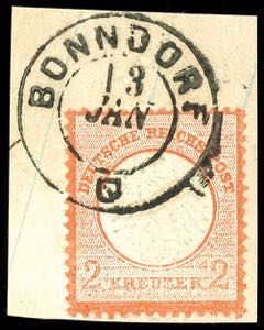 German Reich 2 kreuzer reddish orange, stamp ... 