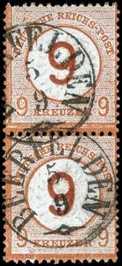 German Reich 9 on 9 Kr. Large shield, brown ... 