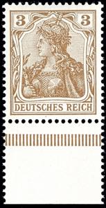 German Reich 3 Pfg Germania brown-ochre in ... 