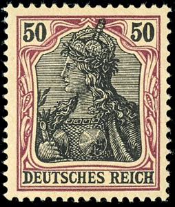German Reich 50 Pfg Germania o. Watermark, ... 
