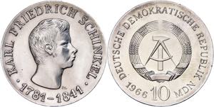 GDR 10 Mark, 1966, Karl Friedrich Schinkel, ... 