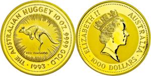 Australia 1000 Dollar, Gold, 1993, Kangaroo, ... 