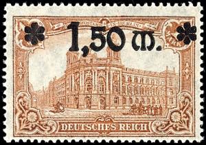 German Reich 1.50 Mark on 1 Mark medium ... 