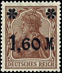 German Reich 1.60 Mark on 5 Pf dark brown, ... 