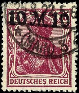 German Reich 10 Mark on 75 Pfg Germania, ... 