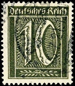 German Reich 10 Pfg numerals, black olive, ... 