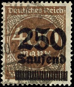 German Reich 250 Tsd. On 400 M. Brown, plate ... 