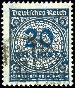 German Reich 20 million. Black blue, used, ... 