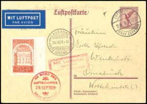 Zeppelin Mail 1929, 1. Switzerland flight, ... 