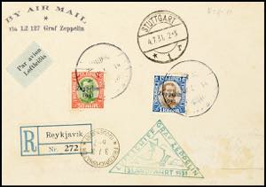 Zeppelin Mail Iceland flight, registered ... 