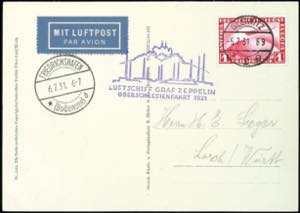 Zeppelinpost nach Sieger 1931, ... 