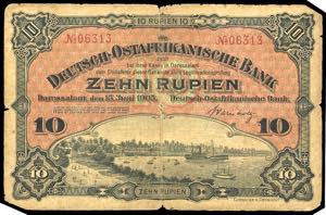German Colonies/P.Os 10 Rupee Bill the ... 