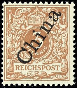 Deutsche Post in China 3 Pf Steilaufdruck ... 