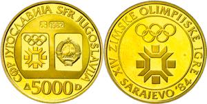 Münzen Jugoslawien 5000 Dinar 1982, 900er ... 