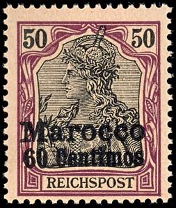 Morocco 50 penny Germania with bold ... 