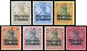 Deutsche Post in Marokko 3 C auf 3 Pf und 25 ... 