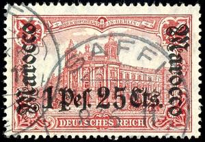 Deutsche Post in Marokko 1 Mark mit Aufdruck ... 