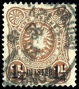 Turkey 25 penny with overprint 1 1/4 ... 