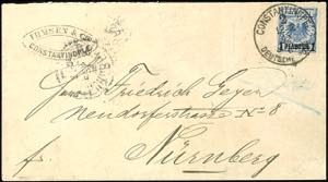 Turkey 1 piastre on 20 penny, letter with ... 