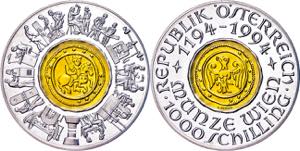Austria 1000 Shilling, bimetal Gold / ... 