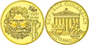 Austria 1000 Shilling, Gold, 1995, Zeus a ... 