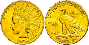 USA 10 Dollars, Gold, 1909, Indian Head, ... 