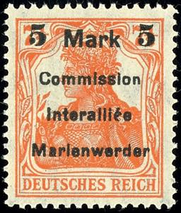 Marienwerder 5 Mk. On 7½ Pfg. Germania, ... 