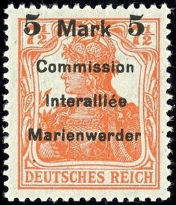 Marienwerder 5 Mk. On 7½ Pfg. Germania, ... 