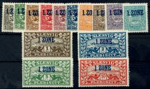 Schleswig 1 oere to 10 Kr. Postal stamps ... 