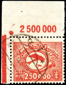 Danzig 250 000 Mark airmail 1923, corner ... 