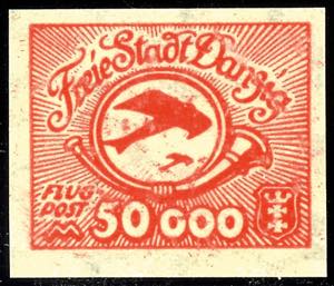 Danzig 5 millions Mark airmail stamp, mint ... 