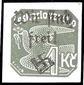Reichenberg 1 Kc newspaper stamp dark olive ... 