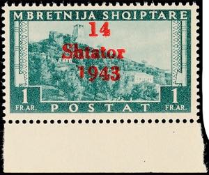 Albania 1 Fr. With overprint error \short 1 ... 