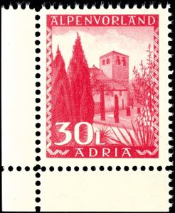 Alpine foreland 5 cent to 30 liras postage ... 