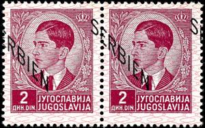 Serbia 2 Din. (pair) in mint never hinged ... 