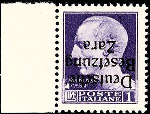 Zara 1 liras postal stamp with three line ... 