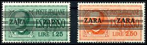 Zara 1, 25 liras and 2, 50 liras postal ... 