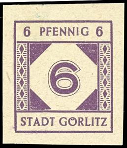 Görlitz 6 Pfg numerals, economy gum large ... 