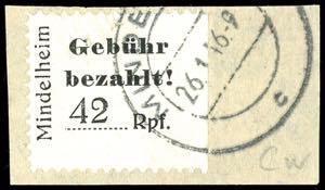 Mindelheim 42 Rpf. Gebührenzettel, Type C, ... 