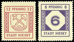 Niesky 6 and 12 Pfg. Numeral of value and ... 