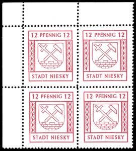Niesky 12 Pfg postal stamp, corner margin ... 