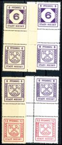 Niesky 6 Pfg+12 Pfg postal stamps, all fours ... 