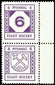 Niesky 6 Pf numeral of value and 6 Pf coat ... 